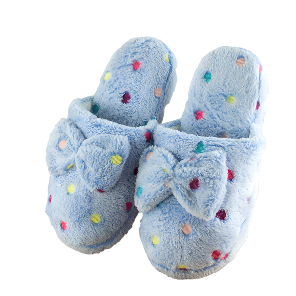 Fuzzy Bow House Shoes